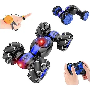 RC model auta TopKing RC kaskadérské auto 4X4 ovládané pohybem ruky nebo dálkovým ovládáním, modré