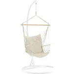 Závěsné křeslo, bavlna / dřevo, bílá, VINTO 2 NEW