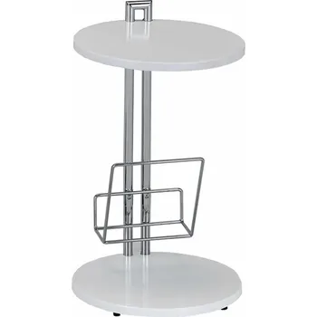 Konferenční stolek Příruční stolek s držiadkom na časopisy, bílá / chromovaná, ANABEL