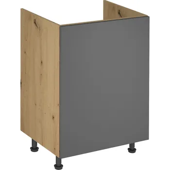 Kuchyňská linka Dřezová skříňka, dub artisan/šedý mat, univerzální, LANGEN D60Z