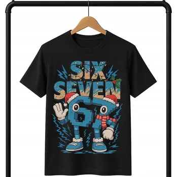 Chlapecké oblečení DĚTSKÉ ČERNÉ VÁNOČNÍ TRIČKO SIX SEVEN BRAIN ROT VELIKOST XL 164CM