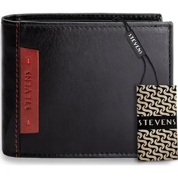 Peněženka Pánská peněženka STEVENS Pravá kůže RFID Černá Klasická Premium