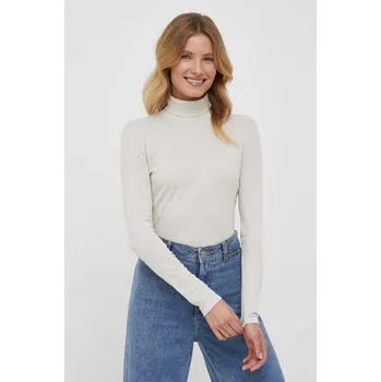 Pánské tričko Bavlněné tričko s dlouhým rukávem United Colors of Benetton béžová barva, s golfem 3GA2E2224.152 08X, vel. L