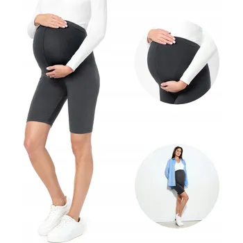 Dámské legíny Be Mammy těhotenské legíny krátké bavlna šedé velikost 3XL