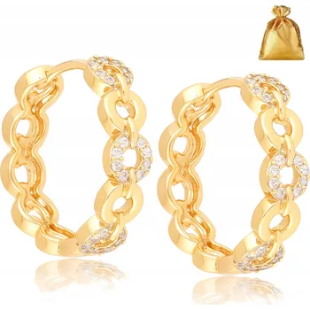 Náušnice DÁMSKÉ ZLATÉ / POZLACENÉ NÁUŠNICE Z CHIRURGICKÉ OCELI KRUHY 18K DÁREK