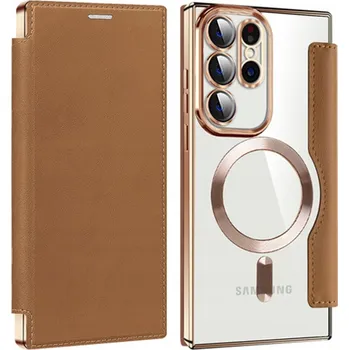 Pouzdro na mobilní telefon Pouzdro s klopou XGSM pro Samsung Galaxy S23 Ultra, hnědé