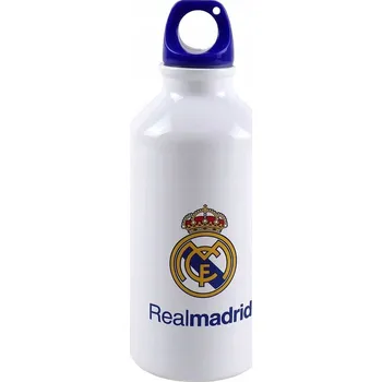 REAL MADRID LAHEV NA PITÍ HLINÍKOVÝ S OČKEM NA ZAVĚŠENÍ 400 ML BPA FREE BÍLÝ
