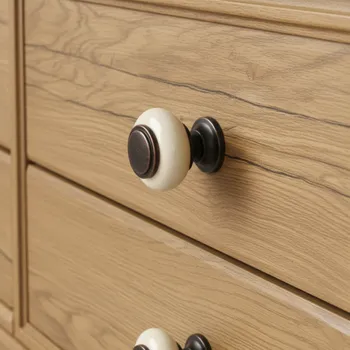 Nábytkové kování Paradox Úchytka knopa RAENA / Porcelán - hnědá patina