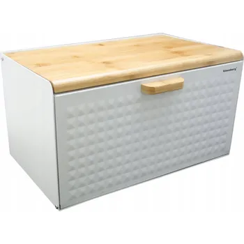 chlebník Kovový chlebník s dřevěným prkénkem Klausberg, bílý box na pečivo