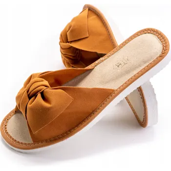 Dámské pantofle DÁMSKÉ KOŽENÉ PANTOFLE , SANDÁLE S MASLOU, HOŘČIČITÁ vel. 40