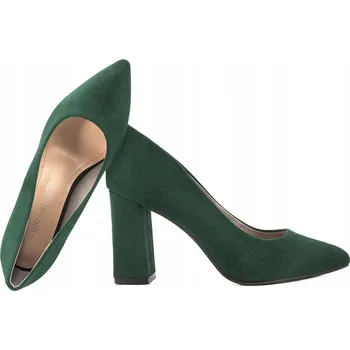 Dámské lodičky SERGIO LEONE PB216 DÁMSKÉ LODIČKY NA PODPATKU Z EKO SEMIŠE zelené 37