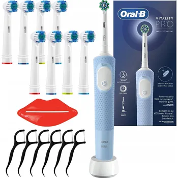 Elektrický zubní kartáček SADA ELEKTRICKÝ ZUBNÍ KARTÁČEK ORALB VITALITY PRO X D103 BLUE + DOPLŇKY