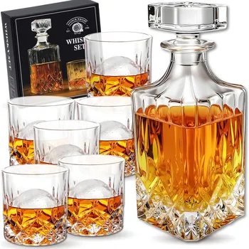 Sklenice Zestaw do Whisky KARAFKA 900ml + 6x SZKLANEK v ELEGANTNÍ krabičce