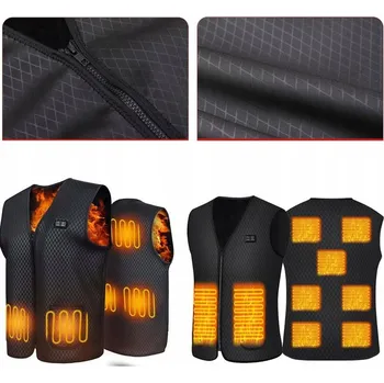 Pánská bunda VYHŘÍVANÁ VESTA BUNDA BEZ RUKÁVŮ ZIMNÍ BUNDA UNISEX USB POWERBANK XXL