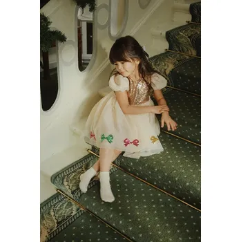 Dámské šaty Dívčí šaty Konges Sløjd MEI DRESS béžová barva, mini, KS104370 KS104370.9BYA 02X, vel. 122-128