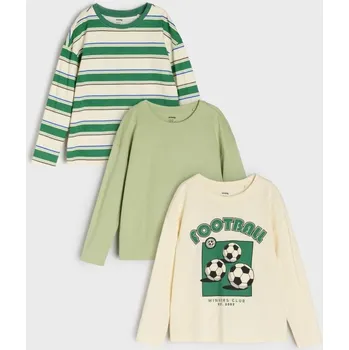 Sinsay - 3 balení triček s dlouhými rukávy - zelená - 451HB-70X - 451HB-70X-122