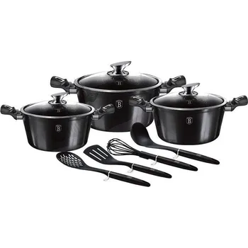 Sada nádobí BERLINGERHAUS BERLINGERHAUS Sada nádobí s mramorovým povrchem 10 ks Carbon PRO Line BH-6919