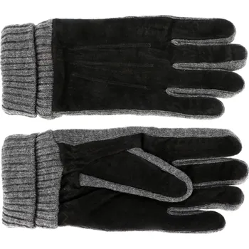 Rukavice Fiebig - Headwear since 1903 Pánské černé kožené rukavice - Fiebig pletenina a semiš Velikost Rukavice: 8 (M)