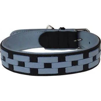 Obojek pro psa animALL Obojek kožený, černý/modrý 70 cm/40 mm
