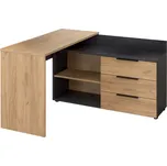 Rohový PC stůl, grafit/dub artisan, KLAUDIUS TYP 9