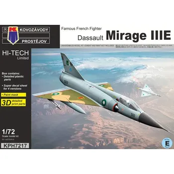 Plastikový model Kovozávody 1/72 Dassault Mirage IIIE (4x camo) HI-TECH