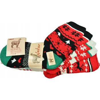Dámské ponožky 3X DÁMSKÉ TEPLÉ VLNĚNÉ PONOŽKY PONOŽKY ALPAKY 35-38