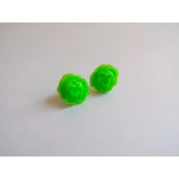 Náušnice Fimo náušnice - růžičky - neonově zelená