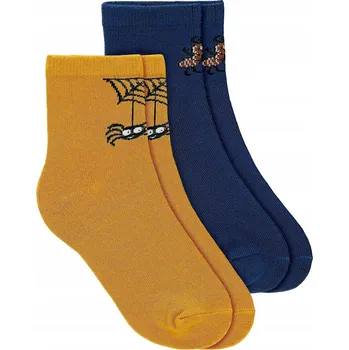 2-balení tmavě modré a oranžové chlapecké ponožky s hmyzem BARTEK vel. 22-24