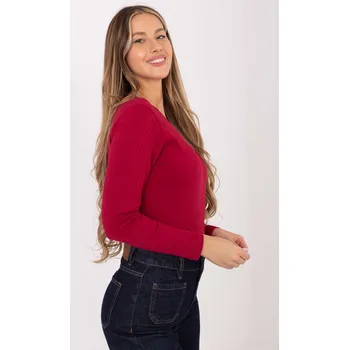 Dámská halenka Bordová jednobarevná halenka RUE PARIS černá | tmavě červená 3486183