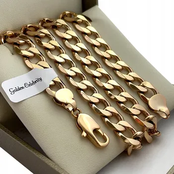 Řetízek TLUSTÝ ZLATÝ ŘETÍZEK PÁNSKÝ PANCR Z CHIRURGICKÉ OCELI 55 CM 10 MM