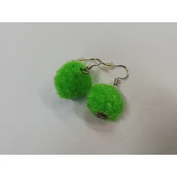 Náušnice Náušnice - Bambulky - neonově zelená