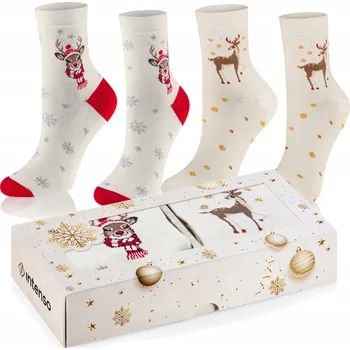 Dámské ponožky PONOŽKY Vánoční dámské ponožky 2 páry v krabičce INTENSO jako DÁREK dárková sada LUX