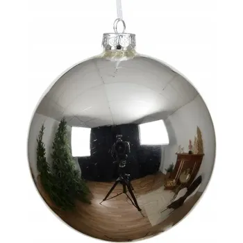 Vánoční dekorace Vánoční Koule vánoční skleněná stříbrná 8 cm hladká moderní 1 ks