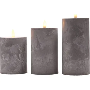 Solight sada LED svíček s časovačem, 3x svíčka, 10/13/15cm, šedá, 2xAA 1V285