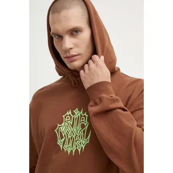 Pánské oblečení Bavlněná mikina Rip Curl pánská, hnědá barva, s kapucí, s potiskem 04FMFL 88X, vel. M