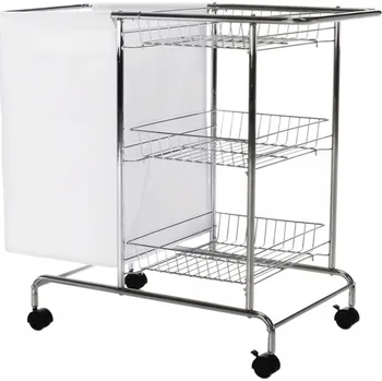 Koš na prádlo s regálem, bílá, OSRO