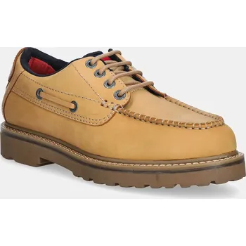 Dámská obuv Nubukové polobotky Tommy Jeans ARCHIVE 01 BOAT SHOE EM0EM01703 béžová 80X, EUR 42