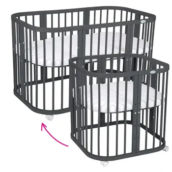 Ložnicová sestava Dětská rostoucí postýlka s matrací 7v1, grafit, LILI