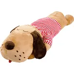 Plyšový pejsek, hnědá / červený proužek, 140cm, REXO TYP 3