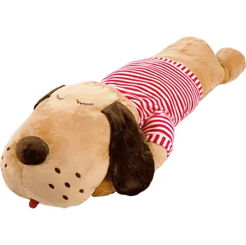 plyšák Plyšový pejsek, hnědá / červený proužek, 140cm, REXO TYP 3