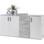 Komoda, bílá/beton, POPPY 3