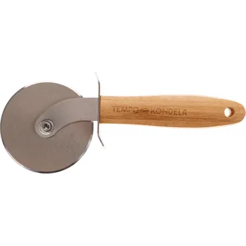 Kráječ na chleba TEMPO-KONDELA SALKY, kráječ na pizzu, přírodní, nerezavějící ocel/bambus