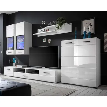 Obývací pokoj Obývací stěna, bílá extra vysoký lesk HG, ARCTIC