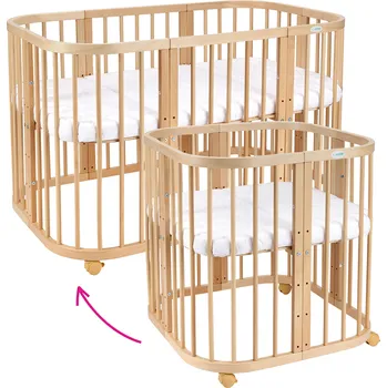 Ložnicová sestava Dětská rostoucí postýlka s matrací 7v1, přírodní, LILI