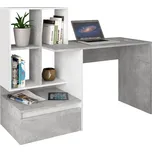 PC stůl, beton/bílá, NEREO NEW