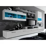 Obývací stěna, bílá / bílá extra vysoký lesk HG, LEO