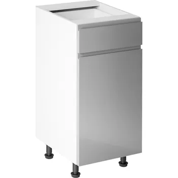 Kuchyňská linka Spodní skříňka, bílá/šedá extra vysoký lesk HG, AURORA D40S1