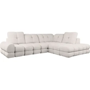 Obývací pokoj Rozkládací sedací souprava s elektrickou funkcí výsuvu, smetanová, pravá, TOLLO L ROH