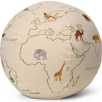 Taburet Ferm Living Vyšívaný pouf The World Ø 50 cm