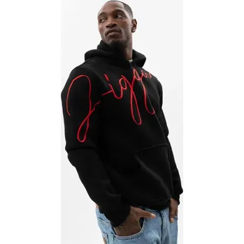 Pánská mikina PÁNSKÁ MIKINA S KAPUCÍ KLOKAN VÝŠIVKA Bavlněná Jigga Wear TAG ČERNÁ M